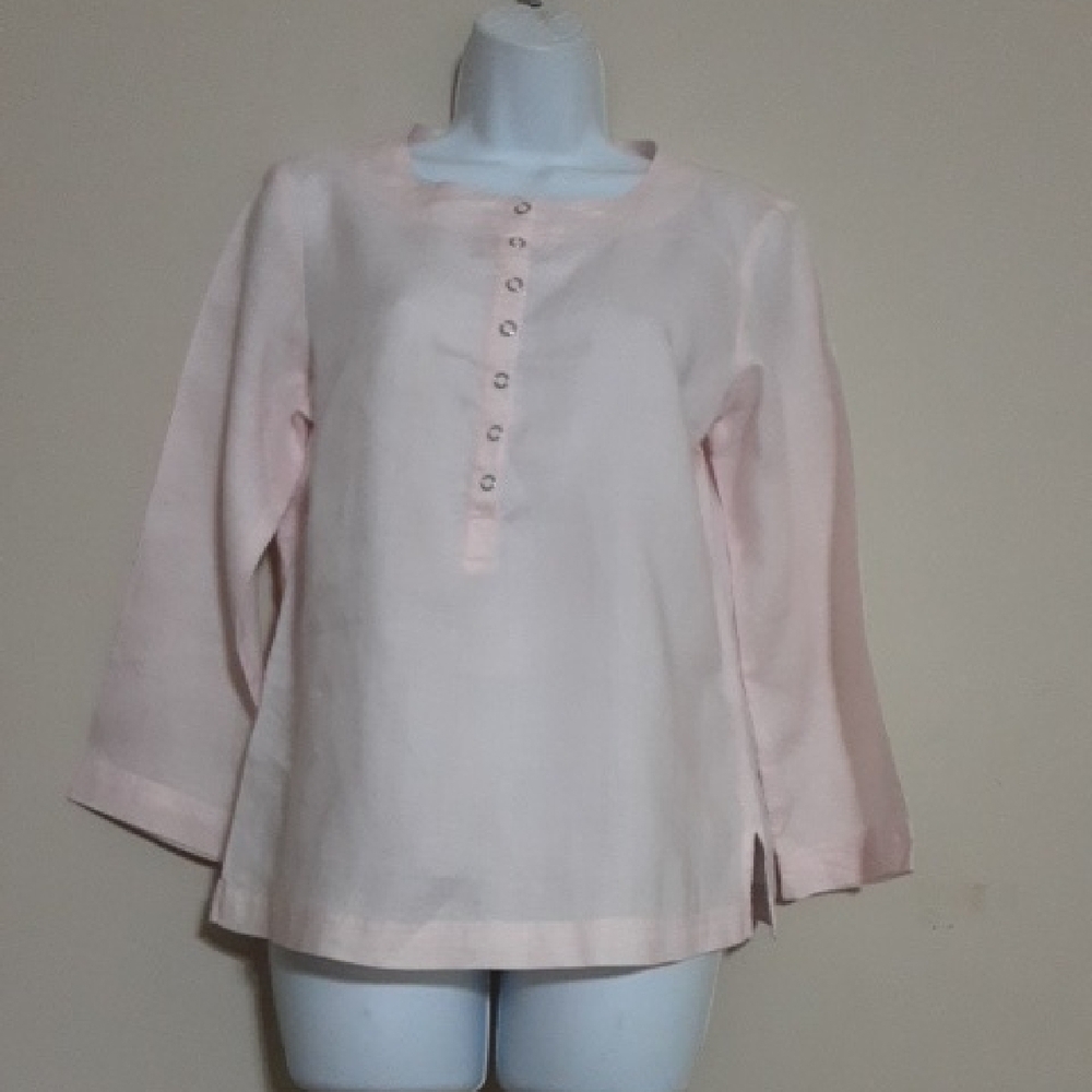 Toto N Ko Light Petal Pink Linen Blouse Women S Casual Beach Vacation Office Y2k